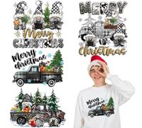 Christmas Iron on Transfer Stickers Santa Claus Dwarf Iron on Patches Heat Transfer Stickers Snowflake Christmas Tree Iron On Decals Vinyl Appliques Patches for T-Shirt Jean Bags Pillow DIY Decor 4pcs