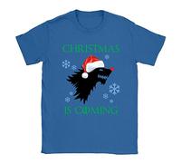 Christmas is Coming Mens T-Shirt Large Blue Funny Parody Game of Thrones Winter Gift