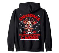 Christmas Is My Second Favourite C Word Funny Xmas Reindeer Zip Hoodie