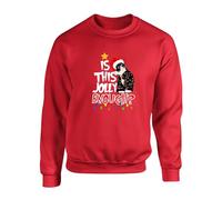 Christmas Is This Jolly Enough Jumper, Black Cat Santa Funny Xmas Sweatshirt Unisex Kids Adults Top(XL, Red)
