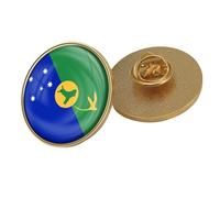 Christmas Island Flag Brooch Pins - Retro Country Name Flag Printing Emblem Brooch,Patriotic Badge Lapel Pin For Clothing Bags Shirt Travel Novelty Accessories Round