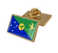 Christmas Island Flag Brooch Pins - Retro Country Name Flag Printing Emblem Brooch,Patriotic Badge Lapel Pin For Novelty Accessories Rectangle