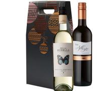 Christmas Italian Mixed Twin Gift In Christmas Design Gift Box Packaging - Personalised Gift Card Message - Xmas Wine Gift Idea