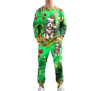 Christmas Jacket For Men,Men's Suits Themed Sweatshirt and Jogger Casual Wear Two Piece Set in Soft Fleece For Everyday Leisure And Holiday Season Comfort (Green, M)