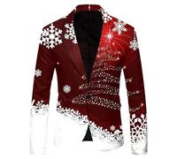 Christmas Jacket Men's Christmas Jacket Funny Blazer Long Sleeve Slim Fit Causal One Button Suit 2025 Pattern Lightweight Pocket Suit Classic Men’s Tuxedo Jackets Xmas Suits Men