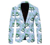 Christmas Jacket Men's Funny Suit Christmas Jacket Vintage Christmas Jacket Men's Blazer 80s Outfit, 70s Disco Jacket Hippie Suit Jacket with Santa Pattern and Buttons