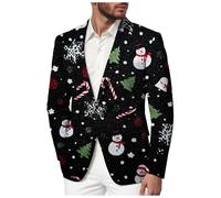 Christmas Jacket Men's Suit Jacket Christmas Tree Funny Blazer Men Festive Jac ket Slim Fit Leisure Party Outfit Blazer Men Snowflake Santa Printed Regular Fit One Button Notched Lapel Sports Coats