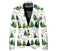 Christmas Jackets Mens-Christmas Jacket For Men Print Casual Jacket Holiday Party Wear Relaxed Fit Breasted Sport Coat For Festive Season (Mint Green, S)