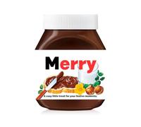 Christmas Jar Label Sticker Wrapper For Chocolate Gift Set - Matte Vinyl Stickers & Labels for 350 g Festive Hamper Filler, Secret Santa Gift - Chocolate Gifts (Merry (fits jar 350 g))
