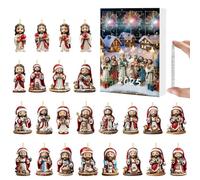 Christmas Jesus Advent Calendar 2025,Nativity Scene Countdown To Christmas With 24 Jesus Figurines,2D Acrylic Advent Xmas Ornament for Holiday Home Tree Present
