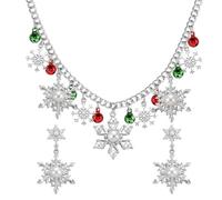 Christmas Jewellery for Women Silver Christmas Necklace and Earring Sets for Womens Girls Hypoallergenic Snowflake Earrings Dangle Snowflake Necklace with Perlen Jingle Bell Xmas Festive Winter Gifts