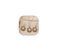 Christmas Jewelry Set Red Green Rhinestone CZ Flower Clusters Pendant Necklace Earrings for Women Vortex Dangle Drop Earrings Colorful Snowflake Hoop Earrings Xmas Party Jewelry Gifts for Mom Daughter
