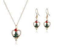 Christmas Jewelry Set s for Womens Girls Teens Gold Plated Tiny Small Cute Dainty CZ Drop Dangle Hook Earrings Crystal Pendant Choker Necklace Thanksgiving