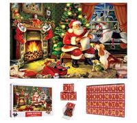 Christmas Jigsaw Advent Calendar 2025-24 Day Countdown Puzzle with 1000 Pieces | Festive Family Activity for Kids & Adults | Large 19.7x29.5 Inch Santa's Xmas Gift Themed Puzzle (red)