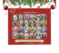 Christmas Jigsaw Puzzle - 1000-Piece 28x25cm - Pet Lover Cat Dog Puzzle | 24-Day Christmas Countdown For Adults Kids