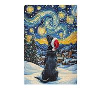Christmas Jigsaw Puzzle,1000 Pieces,Dogs in The Snow at Christmas Wooden Puzzles,Energetic Holiday Themed Adult Entertainment Game,Release Stress at Work,Relax,Practical Gift