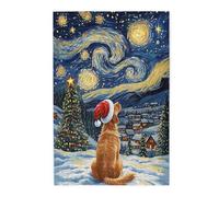 Christmas Jigsaw Puzzle,Dogs Under The Stars Wooden Puzzles,1000 Pieces,Energetic Holiday Themed Adult Entertainment Game,Release Stress at Work,Relax,Practical Gift