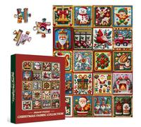 Christmas Jigsaw Puzzles 1000 Pieces, PICKFORU Challenging Winter Puzzle Gnomes Cardinal Crochet, Difficult Colorful Embroidery Holiday Theme as Home Decor