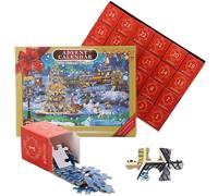Christmas Jigsaw Puzzles Advent Calendar, Countdown Puzzle Calendar, Holiday Puzzle Game, Brain Teaser Fun, Family Activity Challenge, 29x22x7cm, for Kids, Adults, Holidays