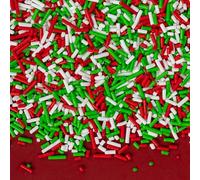 Christmas Jimmies Sprinkles for Cake Decorating,130g,White Red and Green Jimmies Mix,Edible Sugar Holiday sprinkle for Cupcake Toppers,Cookie,Party Dessert Decorations