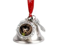 Christmas Jingle Bell Lightweight Durable Metal Hanging Bells 1.9 X 1.8 Inch, A Little Yorkshire Terrier Xmas Ornament for Tree, Home, Holiday Decorations