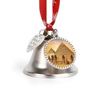 Christmas Jingle Bell Lightweight Durable Metal Hanging Bells 1.9 X 1.8 Inch, Ancient Egyptians Xmas Ornament for Tree, Home, Holiday Decorations