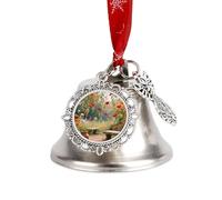 Christmas Jingle Bell Lightweight Durable Metal Hanging Bells 1.9 X 1.8 Inch, Boho Leaf Floral Xmas Ornament for Tree, Home, Holiday Decorations