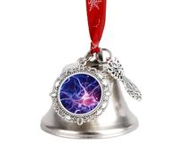 Christmas Jingle Bell Ornaments with Hanging Ornament, Blue Nerve Cell Vintage Silver Xmas Bells for Tree Decorations, 1.9 Inch Wing Bell Design Holiday Ornament for Home Festive Decor