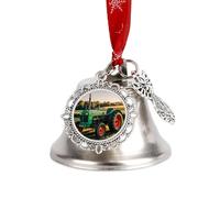 Christmas Jingle Bell Ornaments with Hanging Ornament, Company Farm Tractor Vintage Silver Xmas Bells for Tree Decorations, 1.9 Inch Wing Bell Design Holiday Ornament for Home Festive Decor