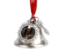 Christmas Jingle Bell Ornaments with Hanging Ornament, North American Bald Eagle Vintage Silver Xmas Bells for Tree Decorations, 1.9 Inch Wing Bell Design Holiday Ornament for Home Festive Decor