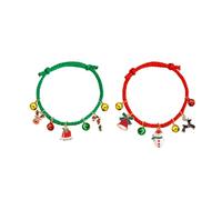 Christmas Jingle Bell Woven Wrap Bracelet for Women Men Snowman Snowflake Santa Claus Xmas Tree Handmade Ankle Bracelets Braided Friendship Adjustable Perfect for Matching Accessory Party Favors 2PCS