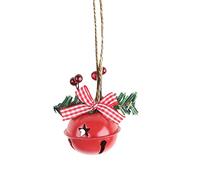 Christmas Jingle Bells Ornament Plaid Bow Berries Iron Bell Xmas Tree Pendant