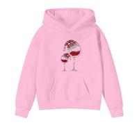 Christmas JJumpers for Girls Funny Glitter Graphic Hooded Sweatshirt Long Sleeve Novelty Goblet Print Holiday Pullover Top Soft Novelty Fleece Casual Solid Color Daily Wear Merry Christmas (7-8 Years)