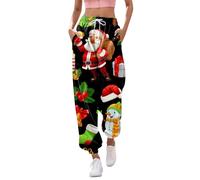 Christmas Joggers Women Tie Dye Print Holiday Sweatpants Baggy Elastic Waist Trousers Oversized Xmas Drawstring Jogging Pants Ladies Jogging Walking Sports Tracksuit with Pockets (A03-Green, XXL)