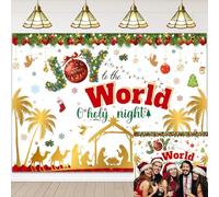 Christmas Joy to The World Backdrop for Religious Christmas Party Decoration, O Holy Night Nativity Scene Jesus' Birth Background Winter Xmas Holiday Church Party Supplies (7X5FT(82 x 59 inch))