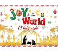 Christmas Joy to The World Backdrop O Holy Night Nativity Scene Background Christmas Party Decoration Winter Holiday Photography Decor (7x5FT)