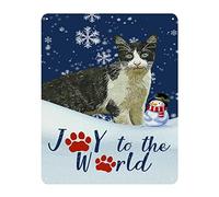 Christmas Joy to The World Cat Tin Sign Candy Canes Metal Tin Sign 12x16in Rust-Proof Windproof Country Wall Sign Decor for Home Bar Pub Cafe Farm Room