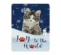 Christmas Joy to The World Cat Tin Sign Tiered Tray Metal Wall Art 12x16in Rust-Proof Windproof Rustic Wall Sign Decor for Culb Bar Cafe Man Cave Kitchen