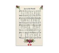 Christmas Joy to The World Hymn Music Sheet Wall Art Paintings Canvas Prints Poster Artwork for Living Room Bedroom Bathroom Office Home Decor 12x18inch(30x45cm)