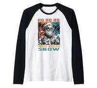 Christmas July Ho Who Needs Snow Santa Beach Summer Vacation Raglan Baseball Tee