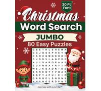 Christmas Jumbo Word Search: 80 Extra Large Print Puzzles for Seniors and Adults with Giant 30 Point Grids, Bold Word Lists and Full Page Answers