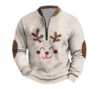 christmas jumper 2025,Christmas Jumpers for Men UK Mens Sweatshirts 1/4 Zip Pullover Xmas Fashion Fleece Jumper men's Sweater Casual Long Sleeve Tops Hoodies Outfits Clothing Beige