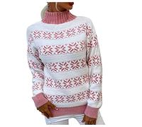 Christmas Jumper 2025 Christmas Jumpers For Women UK Women's Jumpers Cozy Winter Style Color Block Festive Sweater - Long Sleeve Half High Neck Pullover Knit Top for Casual Wear