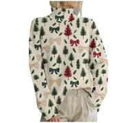 Christmas Jumper 2025 Christmas Jumpers For Women UK Women's Jumpers Cozy Winter Style Cozy Festive Sweater - Casual High Neck Pullover for Holiday Party