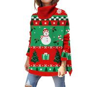 Christmas Jumper 2025 Christmas Jumpers For Women UK Women's Jumpers Cozy Winter Style Festive Print Knit Sweater - Cozy High Neck Pullover Top for Festive Holiday Wear