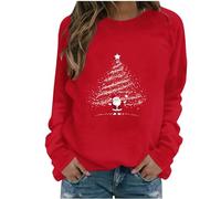 Christmas Jumper 2025 Funny Print Glitter Xmas Sweatshirt Tunic Tops Lightweight Oversized Fashion Christmas Jumpers for Women Crew Neck Casual Novelty Clothing Ugly Graphic Ladies Tops Party