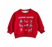 Christmas Jumper Boys 1-2 Sweatshirt - Print Girls Pullover Hoodie Long Sleeve Crewneck Cozy Soft Casual Winter Holiday Graphic Printed Top for Teen Youth Kids (Red 5-6 Years)