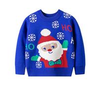 Christmas Jumper Boys 14-15, Festive Santa Knit Sweater for Girls Cozy Winter Pullover Top Soft Yarn Holiday Outfit Toddlers Kids Christmas (Blue, 3-4 Years)