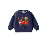 Christmas Jumper Boys 5-6 Sweatshirt - Print Girls Pullover Hoodie Long Sleeve Crewneck Casual Soft Fleece Top for Holiday Festive Party Wear Cozy Winter Outfit (Navy 7-8 Years)
