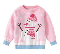 Christmas Jumper Children's Knitted Christmas Jumper Kids Snowman Jacquard Crew Neck Christmas Sweater Winter Warm Christmas Knitted Jumper Xmas Jumper Christmas Sweater Christmas Sweater, pink, 130